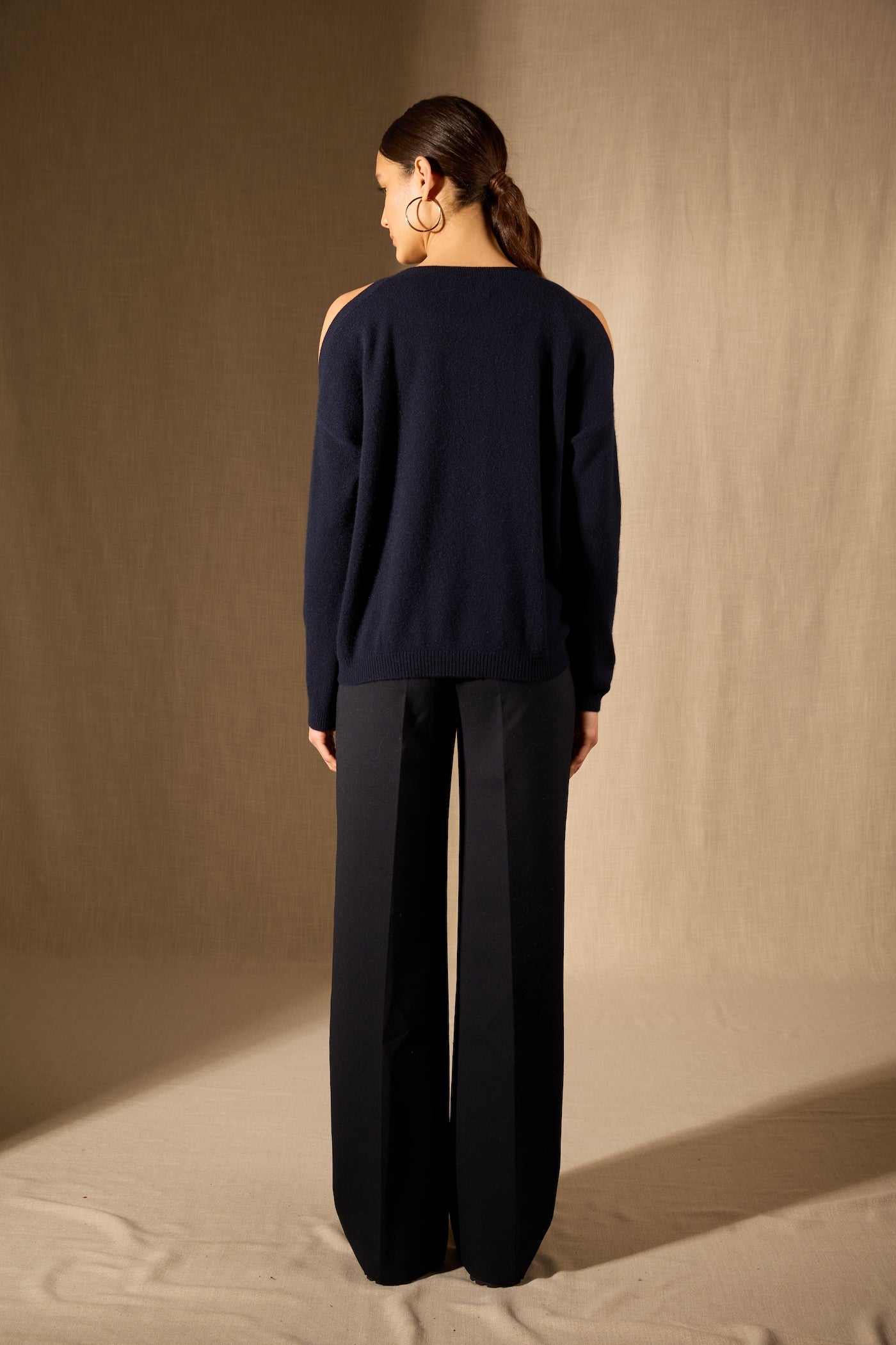 Pull Col Rond Fentes Épaules - Poka - Navy