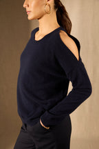 Pull Col Rond Fentes Épaules - Poka - Navy