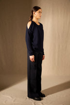 Pull Col Rond Fentes Épaules - Poka - Navy