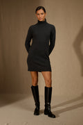Robe Col Roulé - Amanda - Noir Chiné
