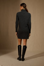 Robe Col Roulé - Amanda - Noir Chiné