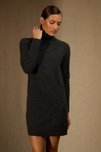 Robe Col Roulé - Amanda - Noir Chiné