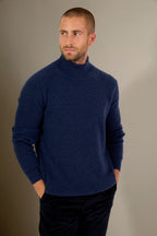Pull Col Montant - Kaisen - Bleu Nuit Chiné
