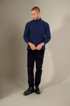 Pull Col Montant - Kaisen - Bleu Nuit Chiné