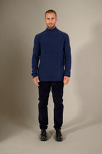 Pull Col Montant - Kaisen - Bleu Nuit Chiné
