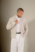 Veste Boutonnée Col Châle 4 Fils - Gilmour - Gris Perle Chiné