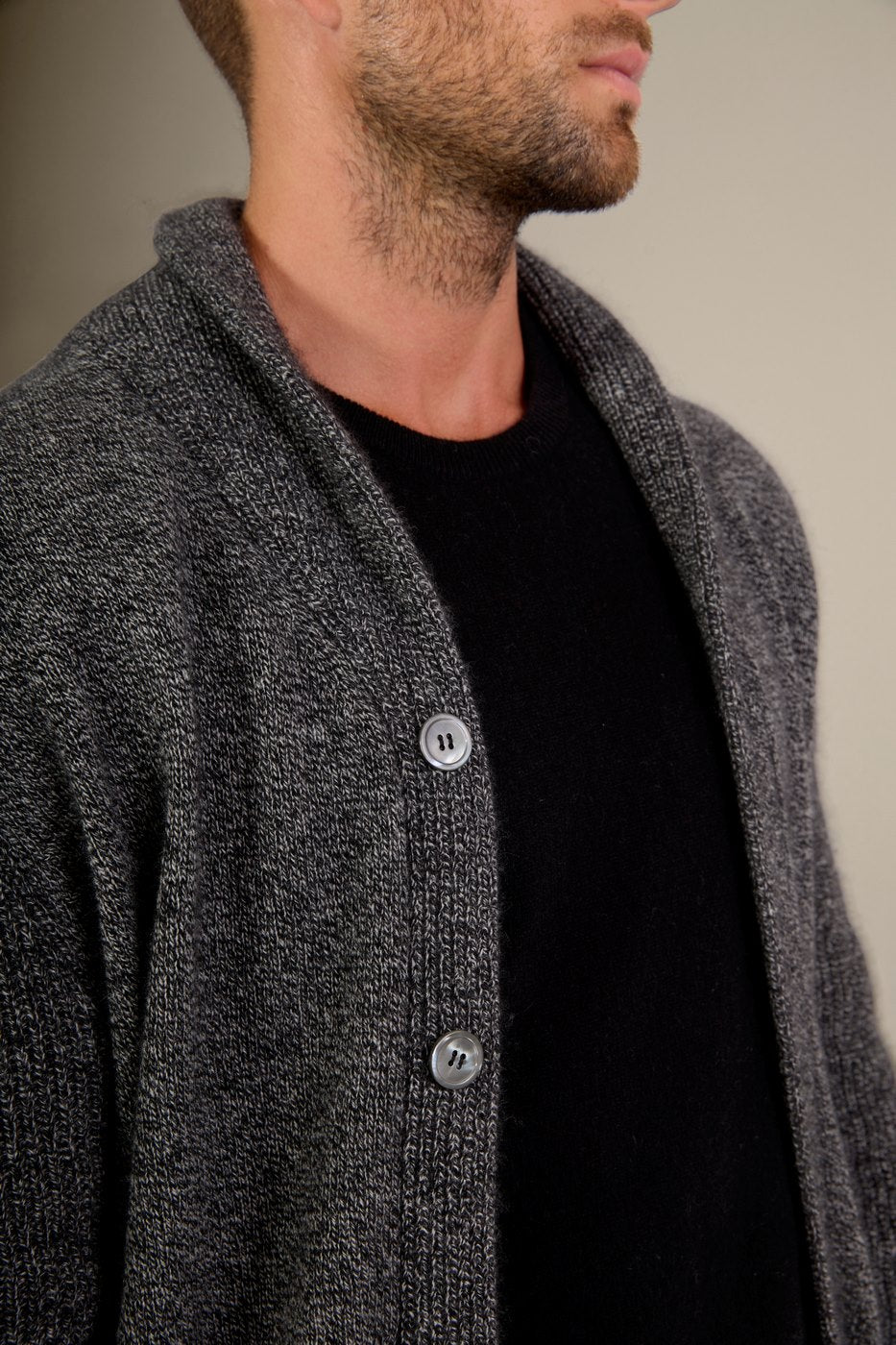 Veste Boutonnée Col Châle 4 Fils - Gilmour - Noir/Blanc