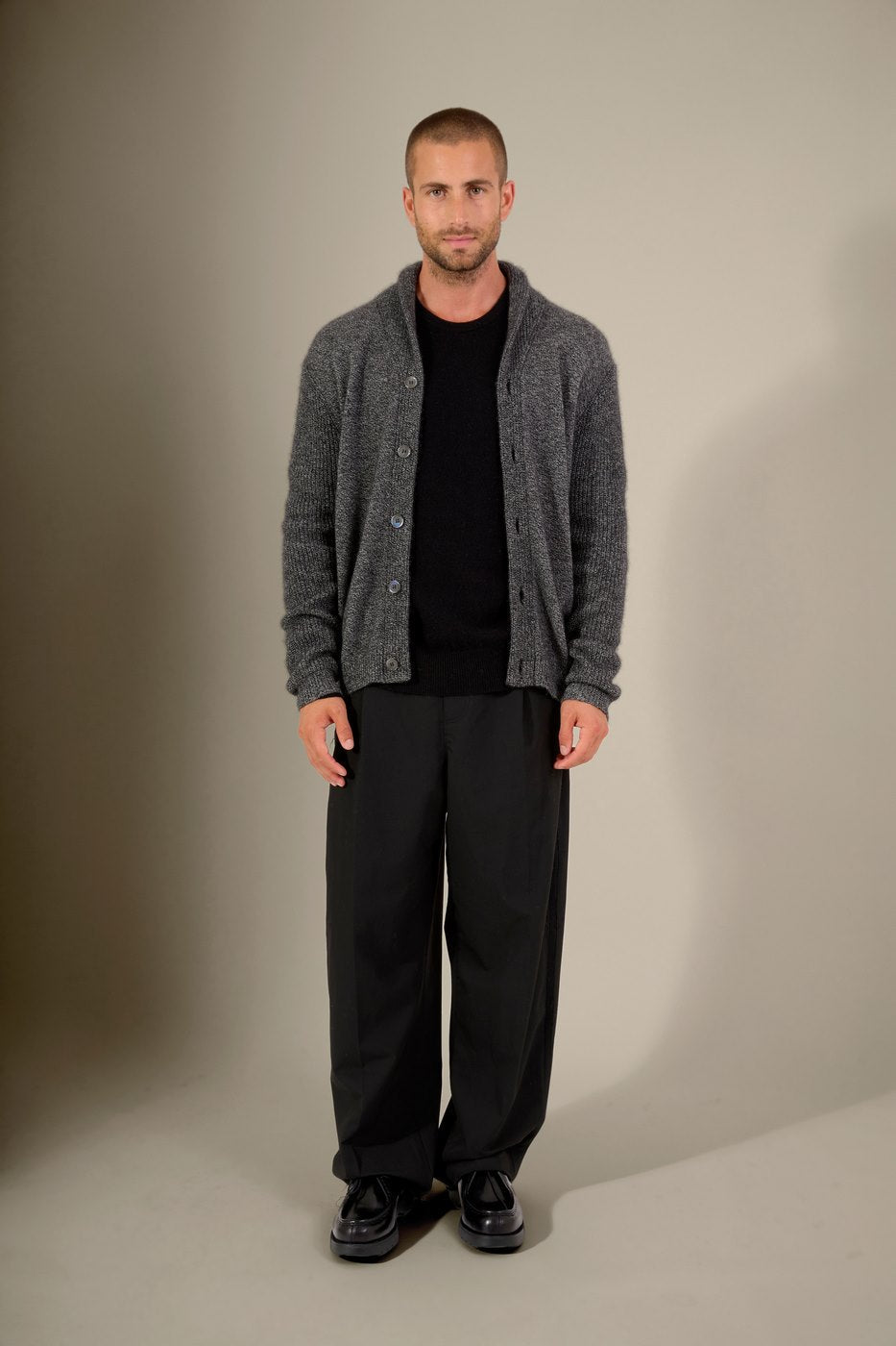 Veste Boutonnée Col Châle 4 Fils - Gilmour - Noir/Blanc