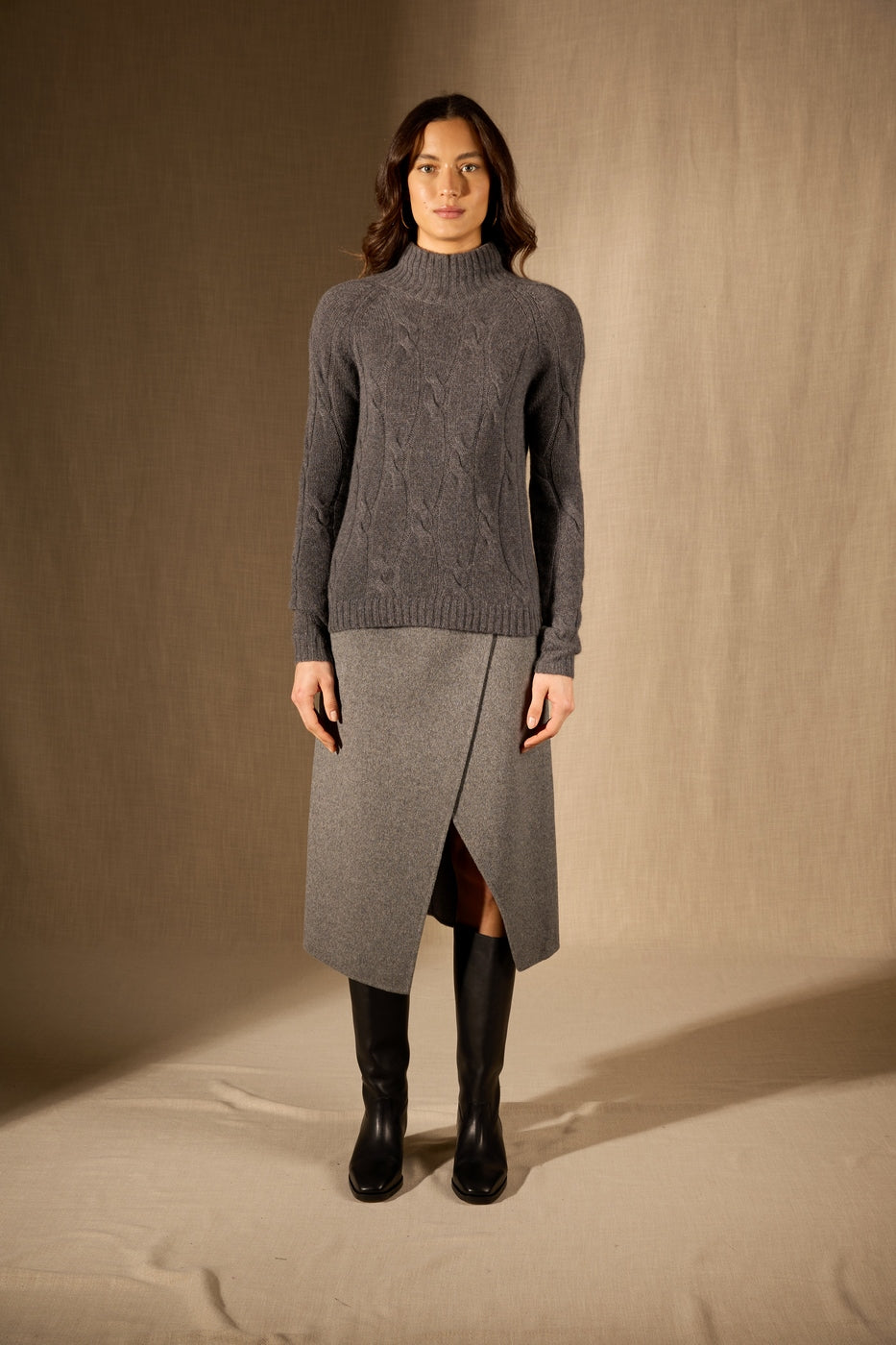 Pull Col Montant 6 Fils - Aspen - Anthracite Chiné