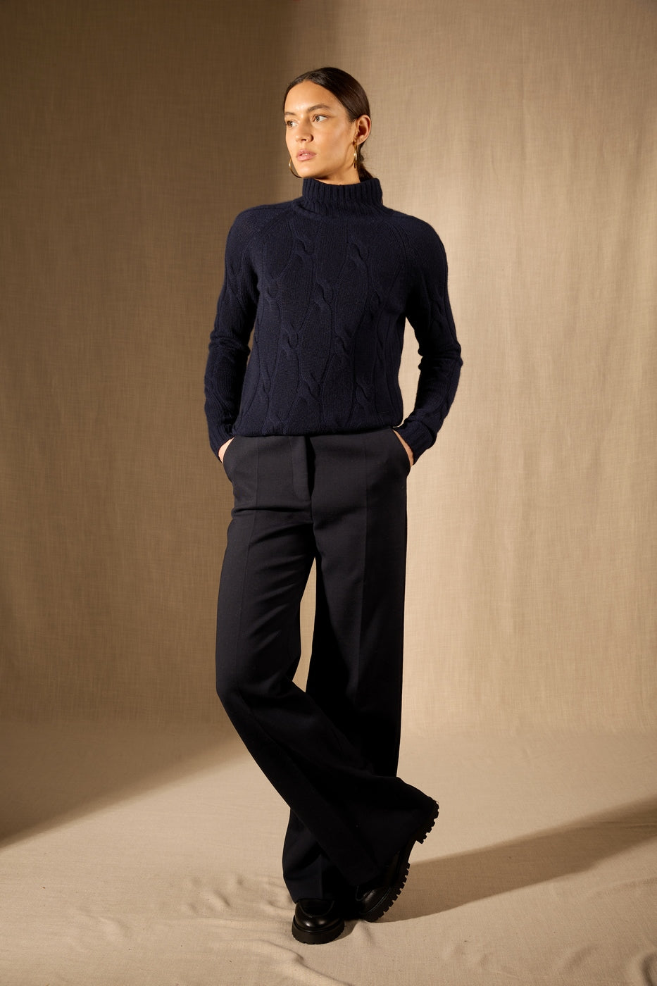 Pull Col Montant 6 Fils - Aspen - Navy