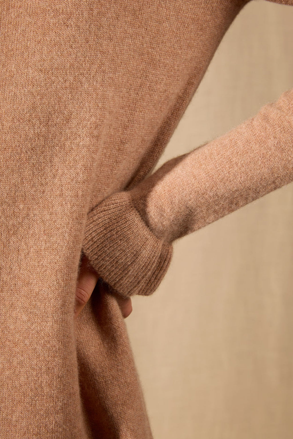 Robe Col Montant Volants Poignets - Lyamia - Camel Chiné
