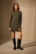 Robe Col Montant Volants Poignets - Lyamia - Kaki