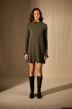Robe Col Montant Volants Poignets - Lyamia - Kaki