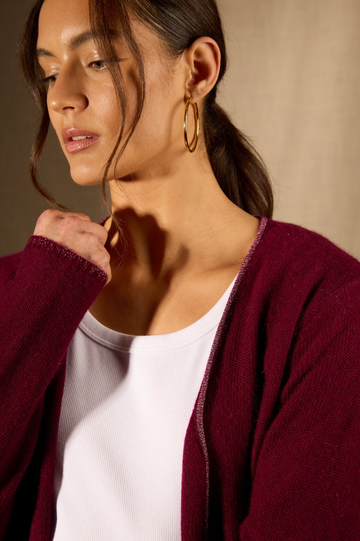Veste - 100% Cachemire 4 Fils - Bordeaux - Femme