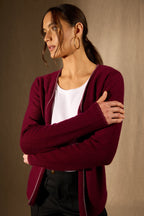 Veste - 100% Cachemire 4 Fils - Bordeaux - Femme