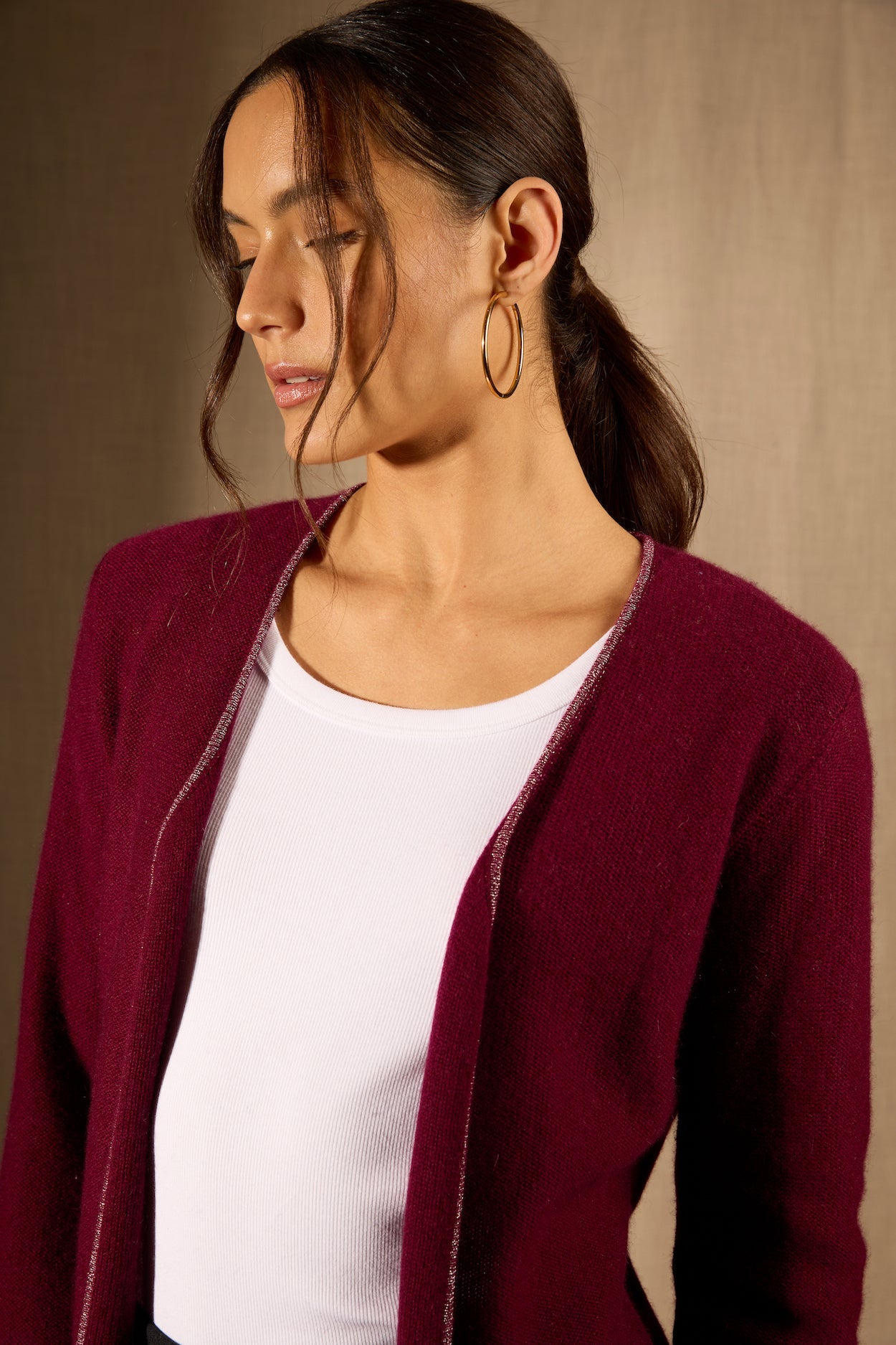 Veste - 100% Cachemire 4 Fils - Bordeaux - Femme