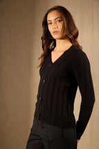 Cardigan Col V - Aurora - Noir