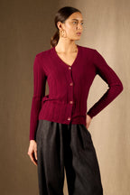Cardigan - 100% Cachemire 2 Fils - Bordeaux - Femme