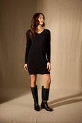 Robe Col V - Levana - Noir