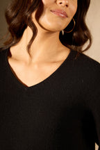 Robe Col V - Levana - Noir