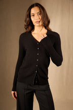 Cardigan Col V - Seraphina - Noir