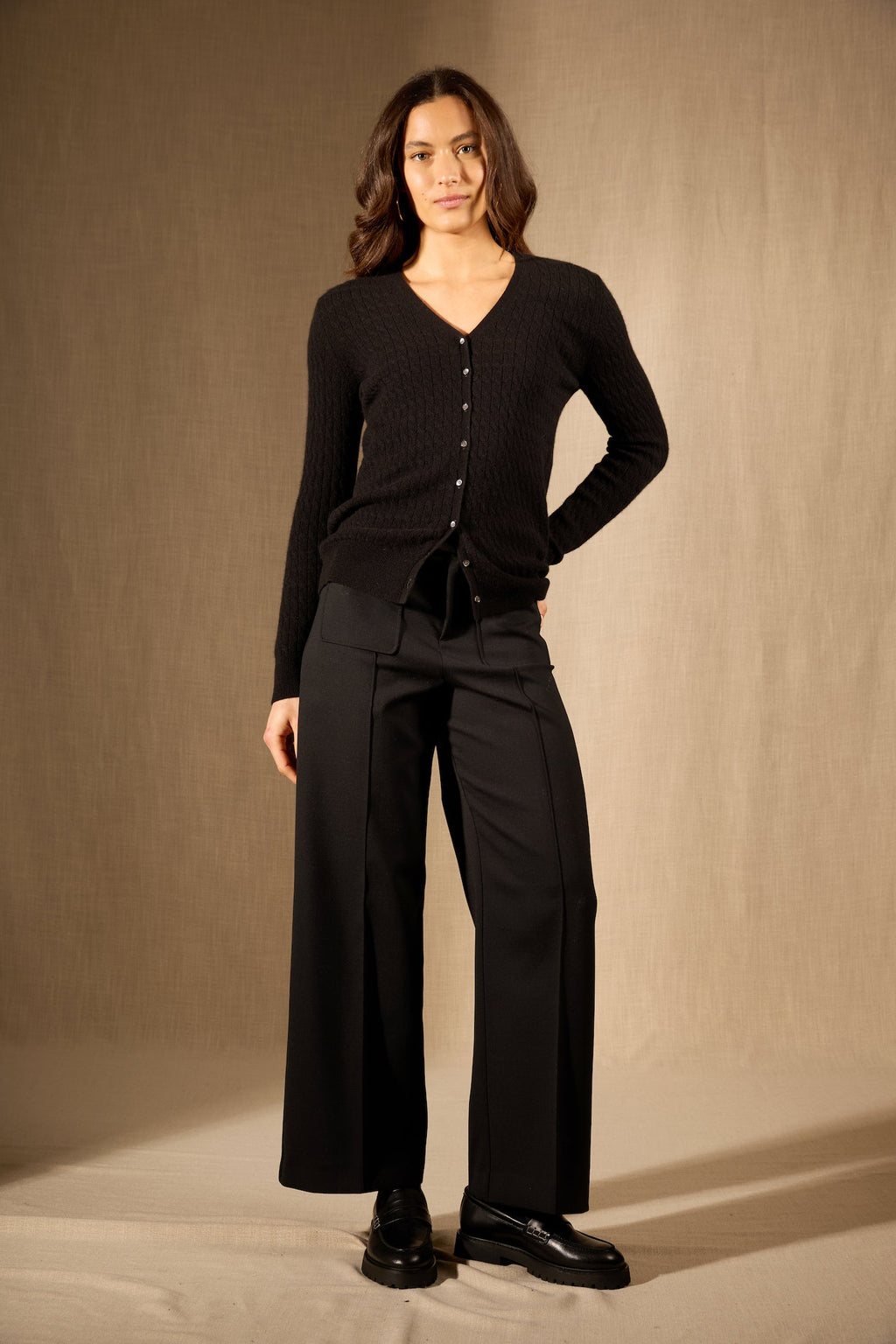 Cardigan Col V - Seraphina - Noir