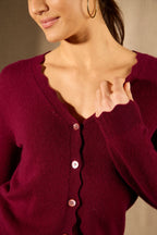 Cardigan - 100% Cachemire 2 Fils - Bordeaux - Femme