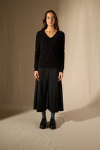 Pull Col V - 100% Cachemire 2 Fils - Noir - Femme