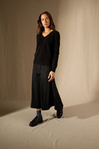 Pull Col V - 100% Cachemire 2 Fils - Noir - Femme
