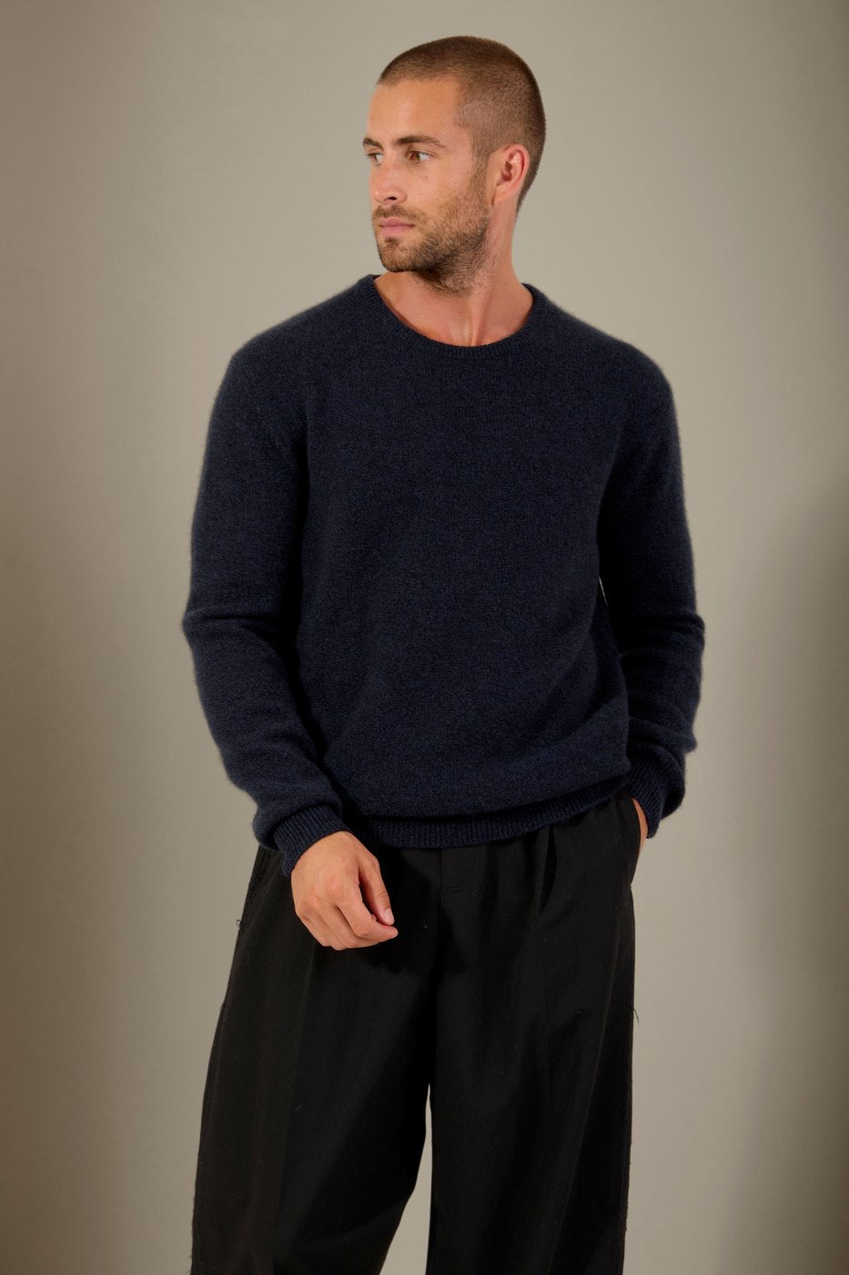 Pull Col Rond 4 Fils - Eden - Caviar