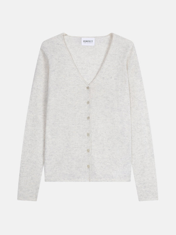 Cardigan Col V - Paige - Gris Perle Chiné