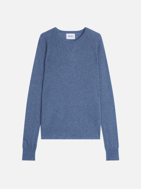 Pull Col Rond - Etret - Petrole Chiné