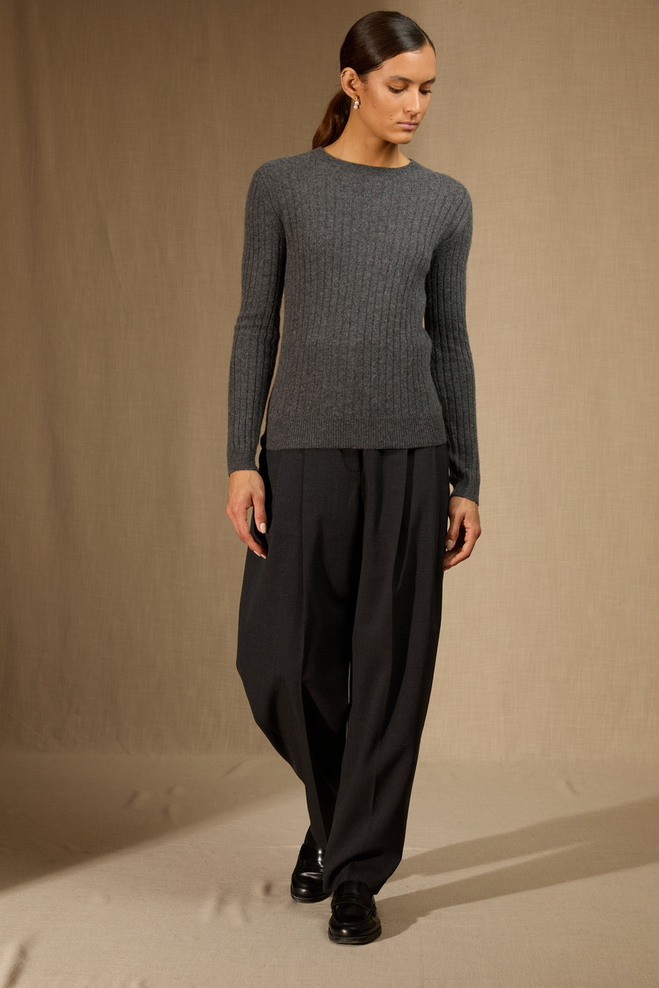 Pull Col Rond - Bella - Anthracite Chiné