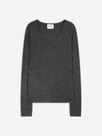 Pull Col V 4 Fils - Gaby - Anthracite Chiné