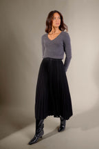 Pull Col V 4 Fils - Gaby - Anthracite Chiné