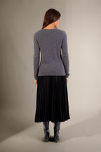 Pull Col V 4 Fils - Gaby - Anthracite Chiné