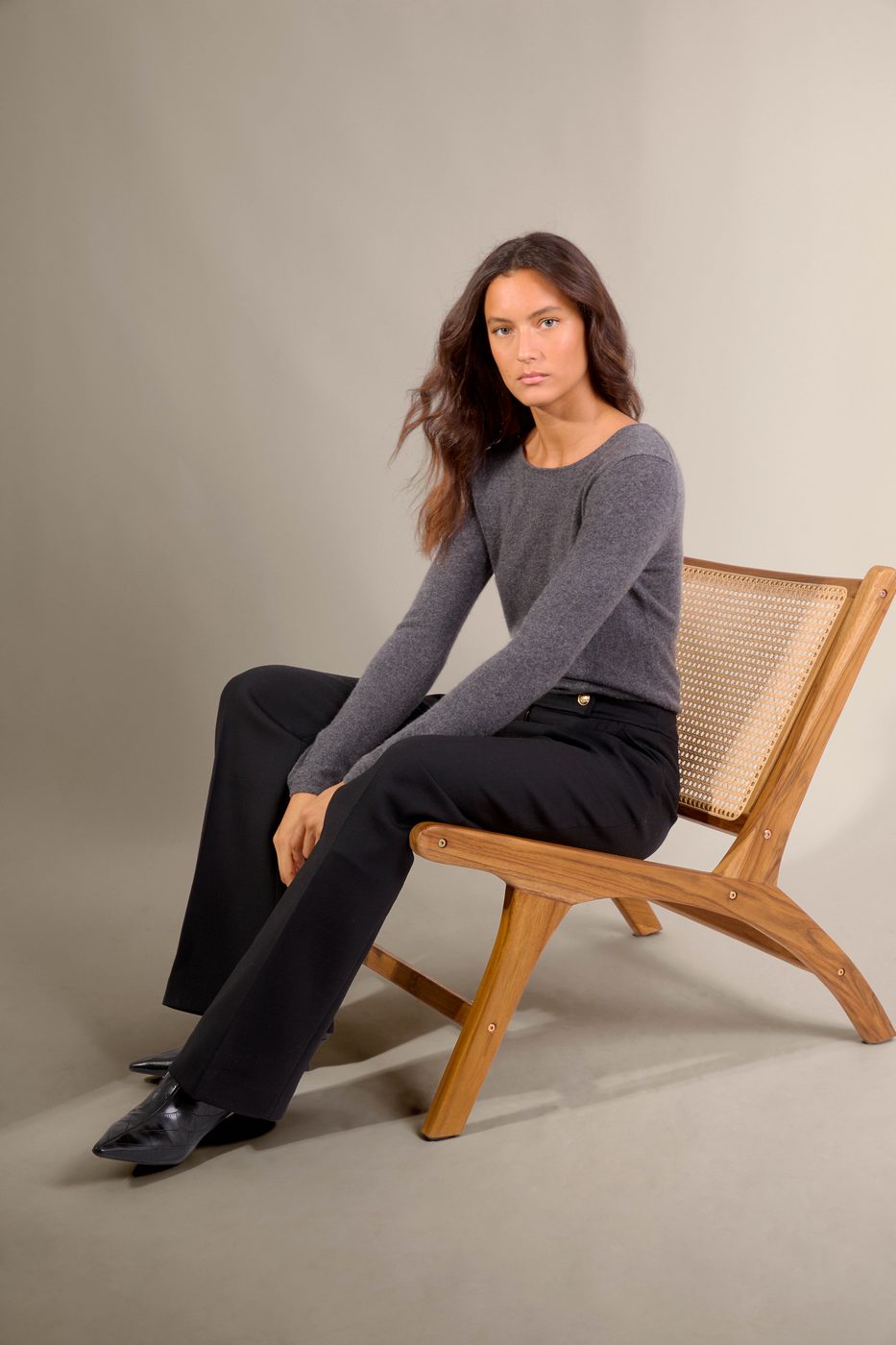 Pull Col Rond - Oprah - Anthracite Chiné