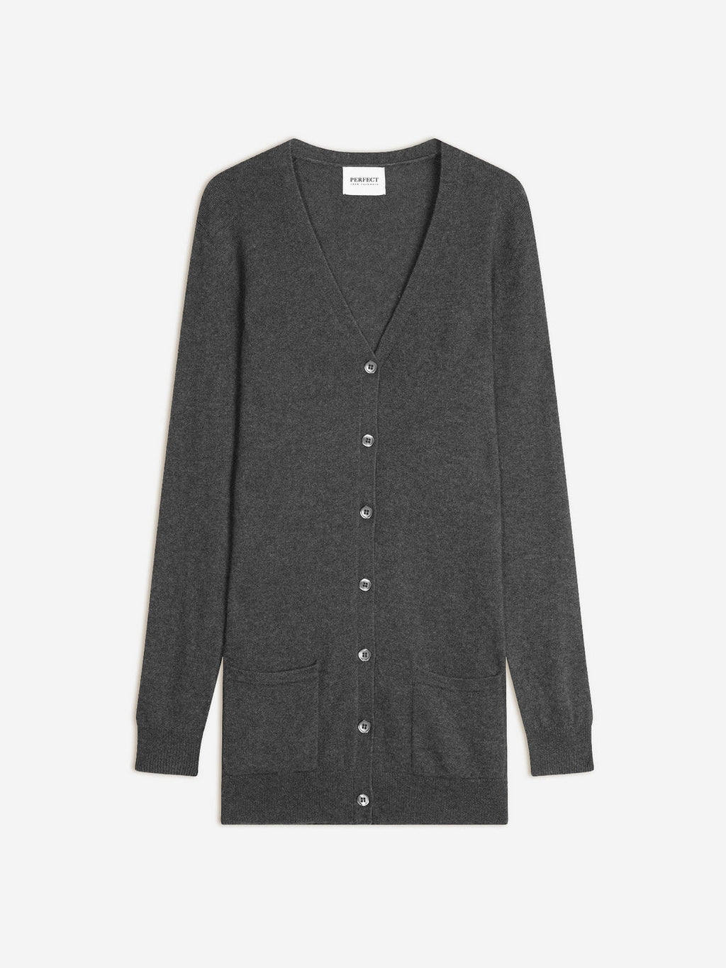 Cardigan Col V - Pearl - Anthracite Chiné