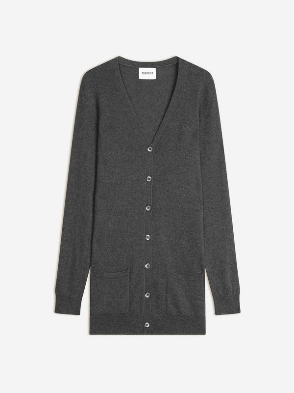 Cardigan Col V - Pearl - Anthracite Chiné