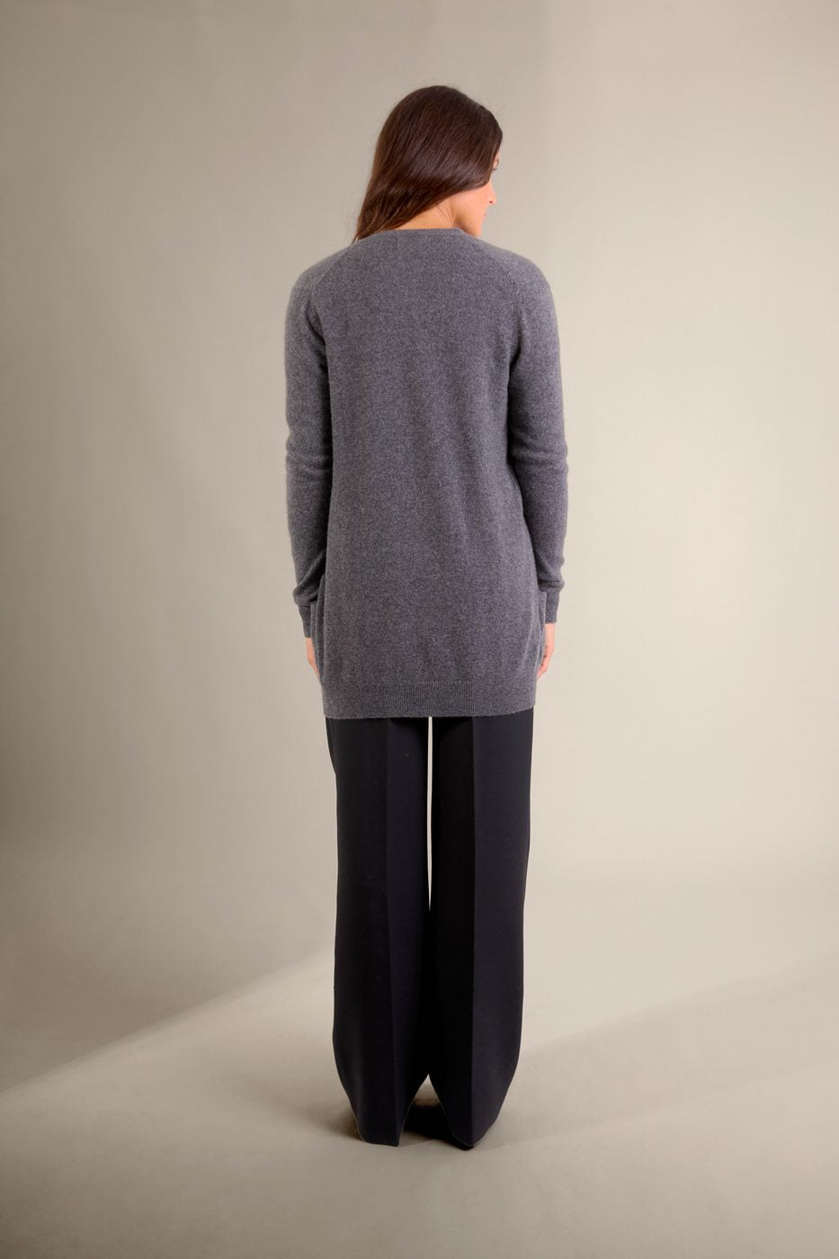 Cardigan Col V - Pearl - Anthracite Chiné