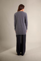 Cardigan Col V - Pearl - Anthracite Chiné