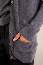 Cardigan Col V - Pearl - Anthracite Chiné