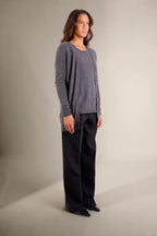 Cardigan Col V - Pearl - Anthracite Chiné