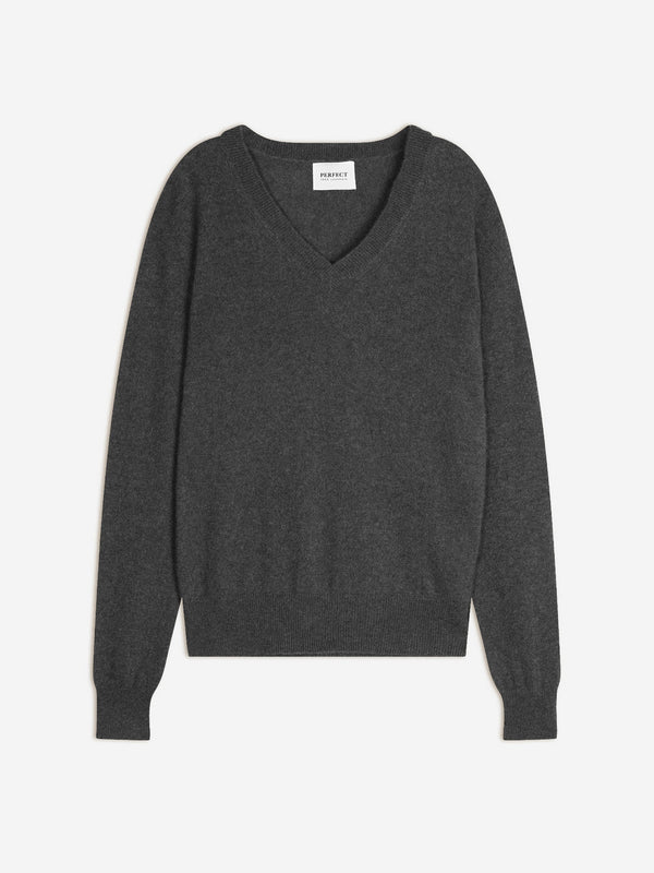 Pull Col V - Kalie - Anthracite Chiné