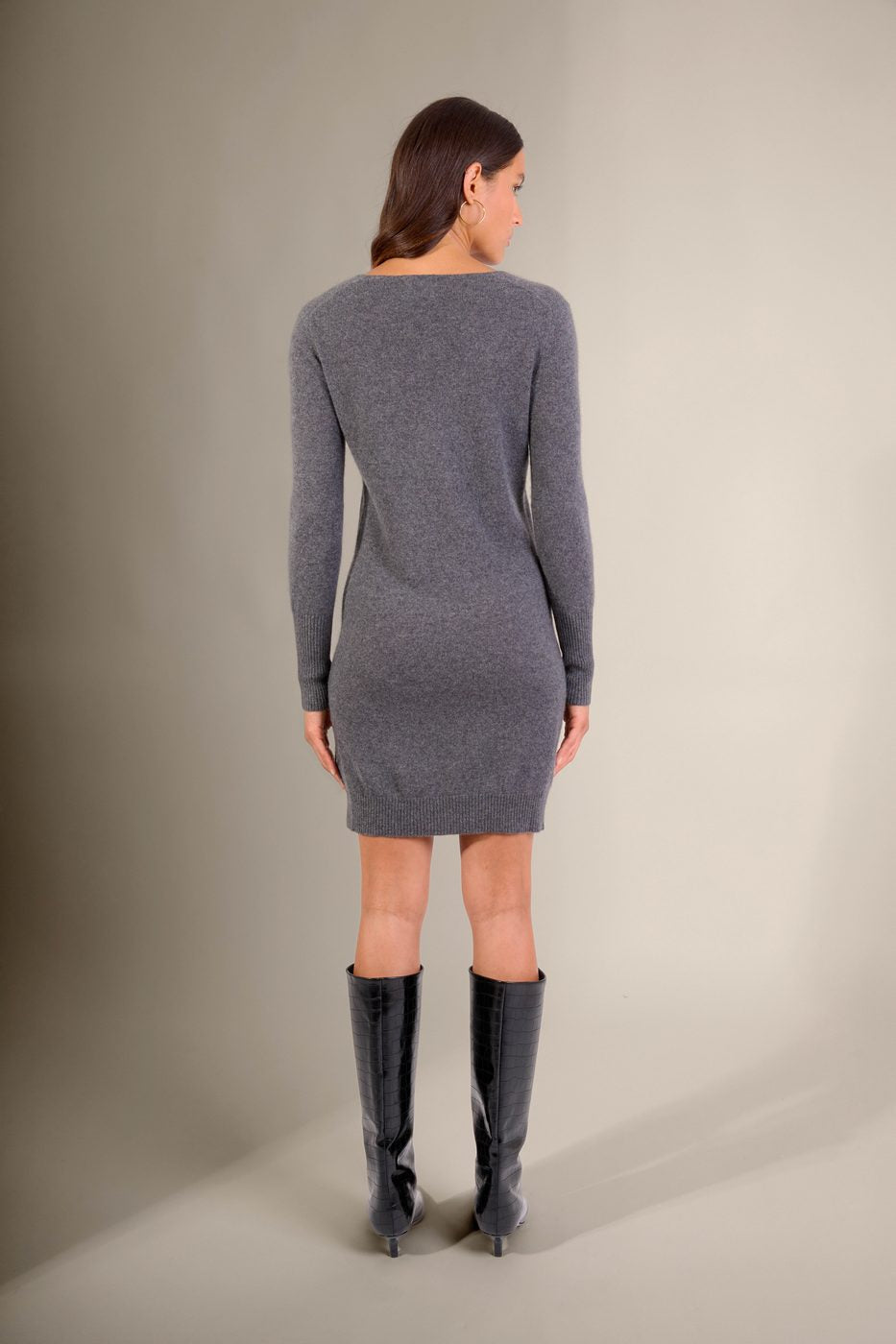 Robe Col V - Joy - Anthracite Chiné