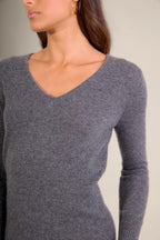 Robe Col V - Joy - Anthracite Chiné