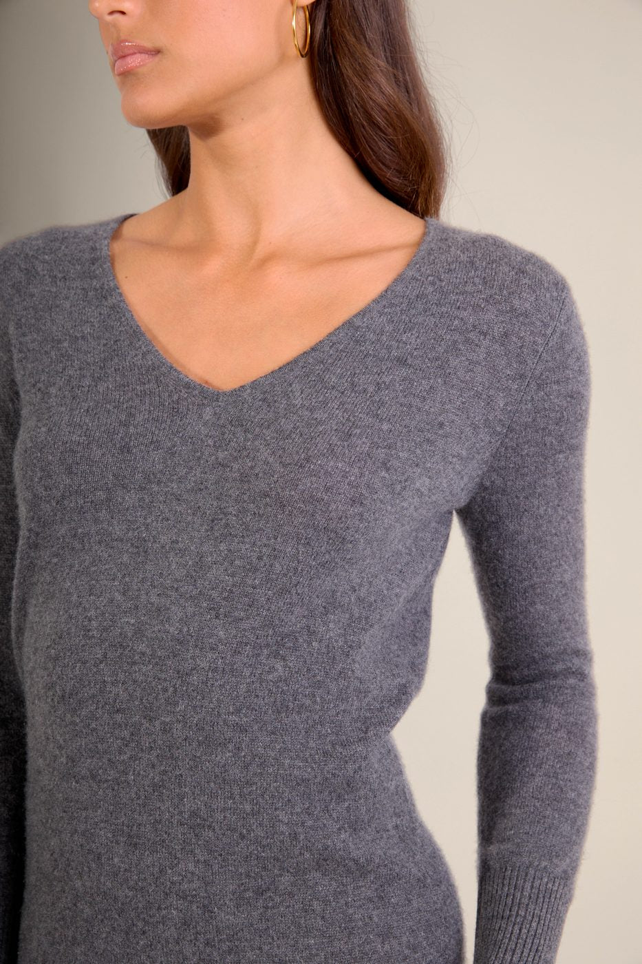 Robe Col V - Joy - Anthracite Chiné