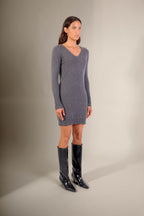 Robe Col V - Joy - Anthracite Chiné