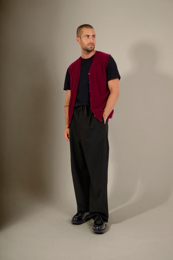 Cardigan Col V Sans Manches - Arthur - Bordeaux