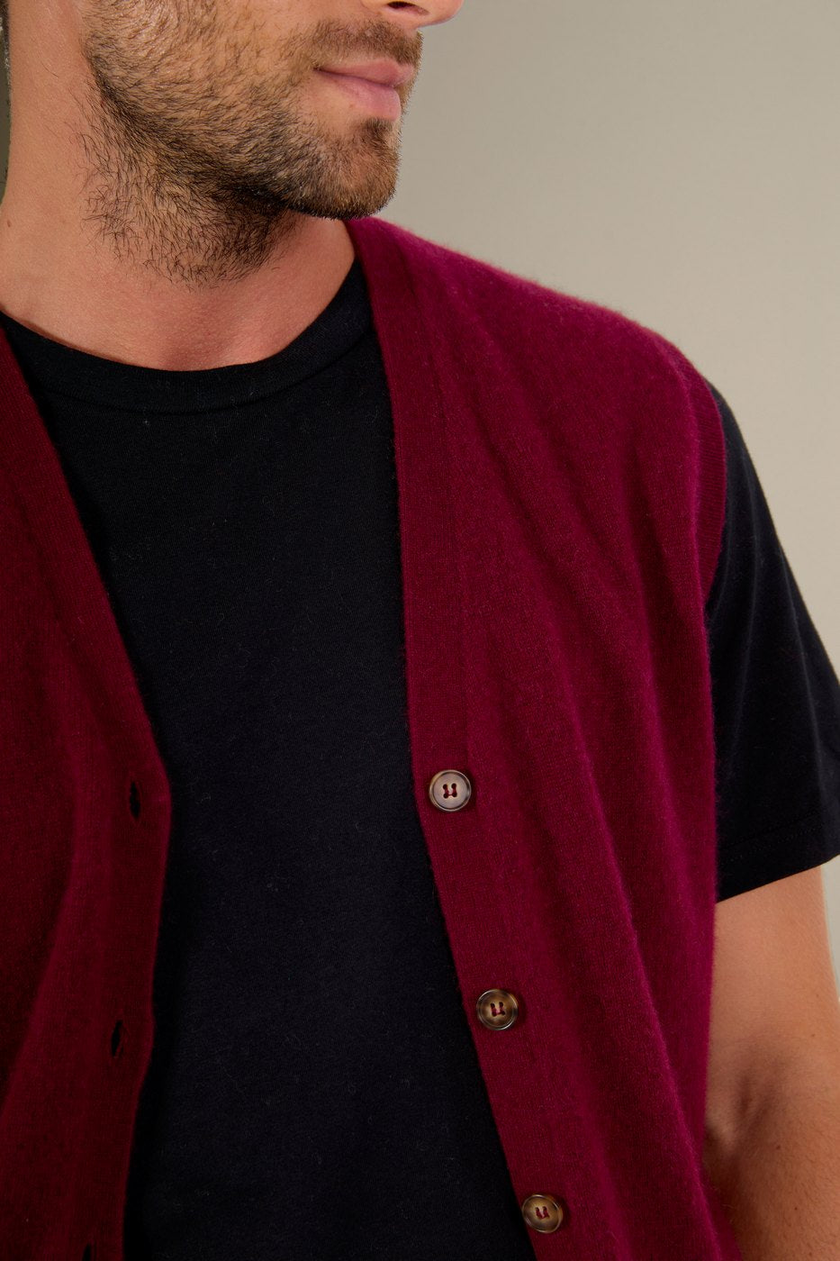 Cardigan Col V Sans Manches - Arthur - Bordeaux